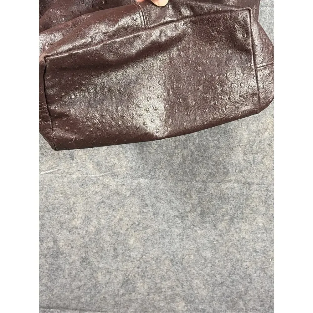 Diane von‎ Furstenberg Addison Burgundy Ostrich Embroidered Leather Tote